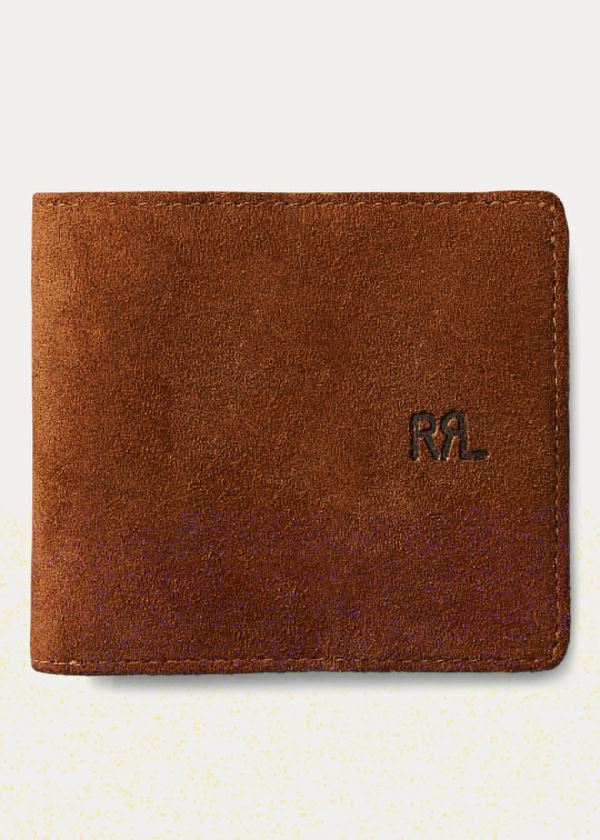 Portfele Ralph Lauren Roughout Suede Billfold Męskie Brązowe | AEGH9386