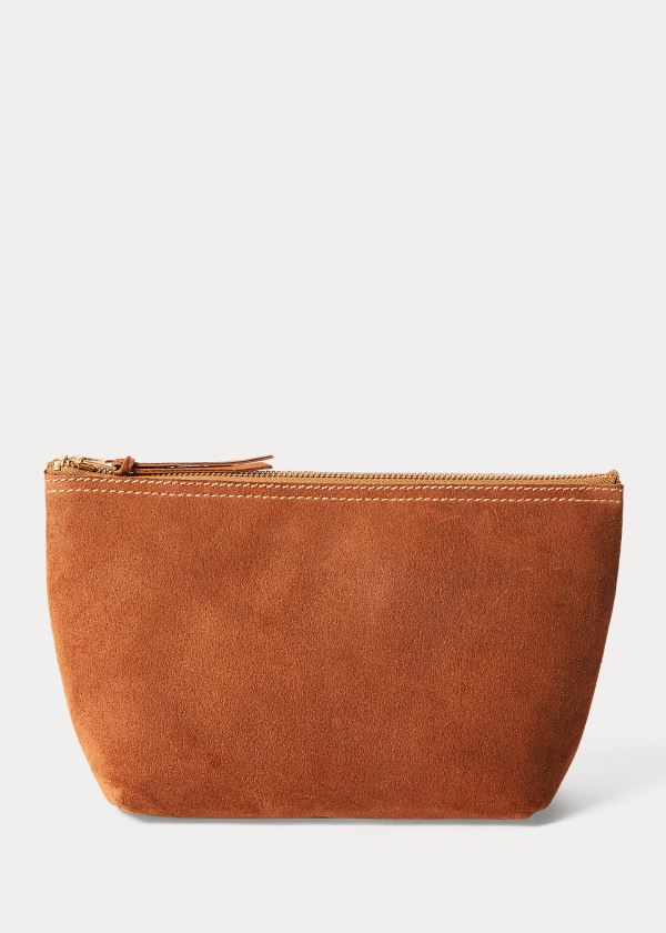 Portfele Ralph Lauren Roughout Suede Pouch Męskie Brązowe | HMGK5231