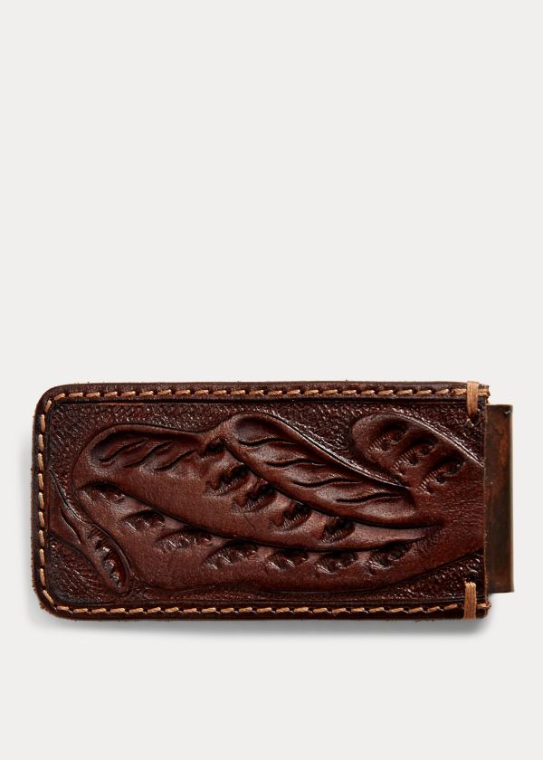 Portfele Ralph Lauren Tooled-Leather Money Clip Męskie Miedź | LQPS6913