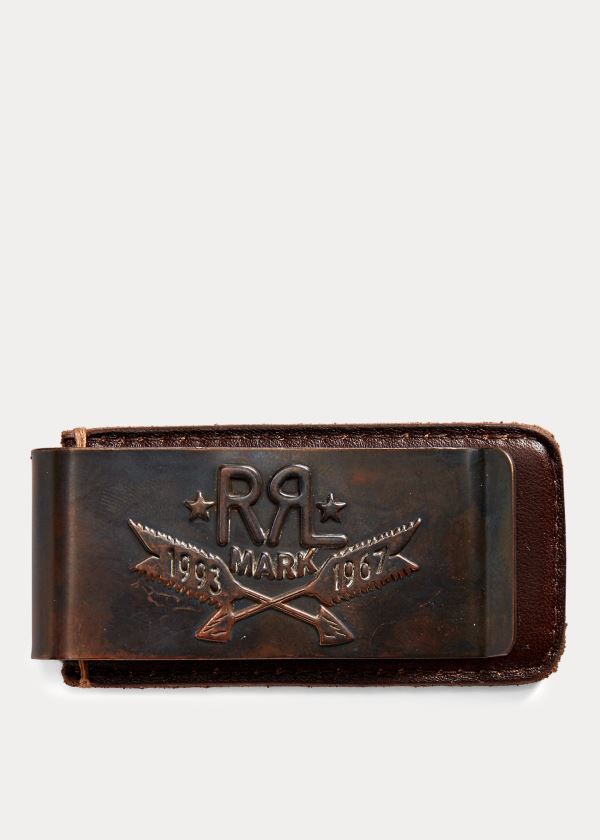 Portfele Ralph Lauren Tooled-Leather Money Clip Męskie Miedź | LQPS6913