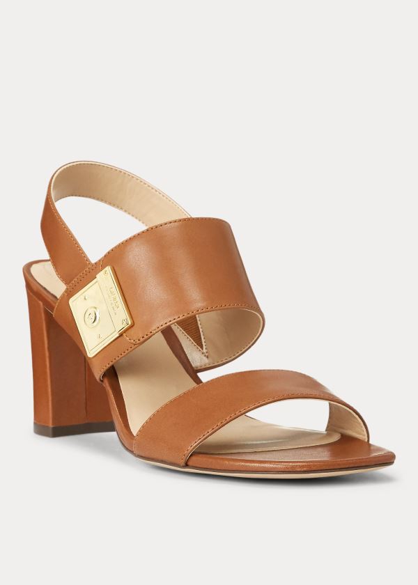 Sandały Ralph Lauren Braidan Leather Sandal Damskie Jasny Brązowe | KOEL4900