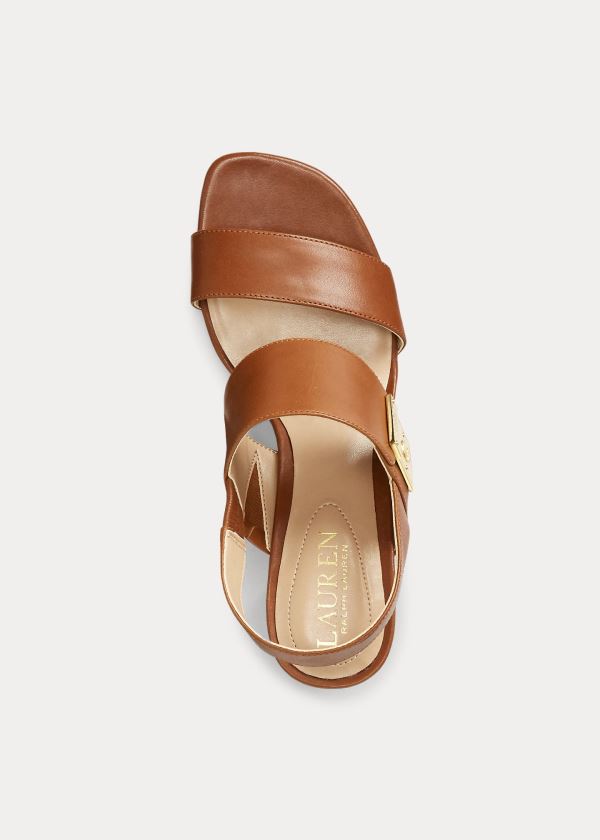 Sandały Ralph Lauren Braidan Leather Sandal Damskie Jasny Brązowe | KOEL4900