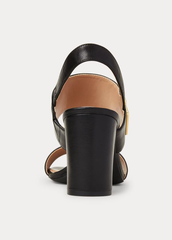 Sandały Ralph Lauren Braidan Leather Sandal Damskie Czarne | QUXP4339