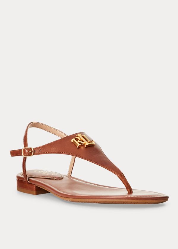 Sandały Ralph Lauren Ellington Leather Sandal Damskie Jasny Brązowe | TDGS4846