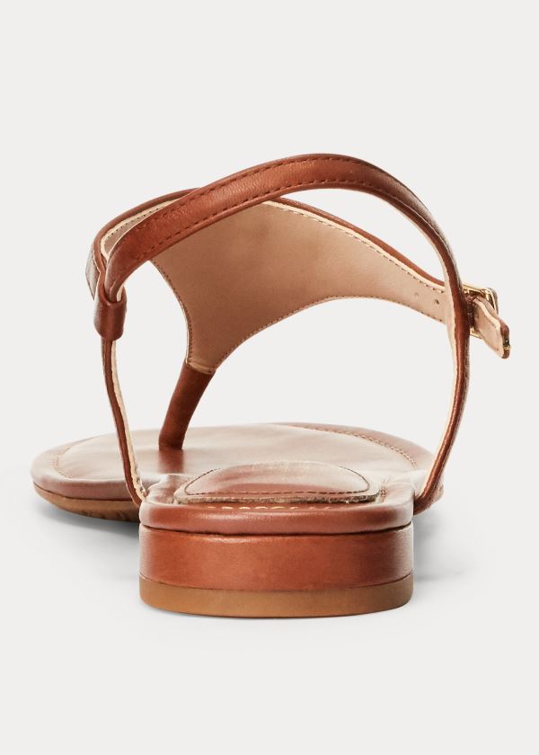 Sandały Ralph Lauren Ellington Leather Sandal Damskie Jasny Brązowe | TDGS4846