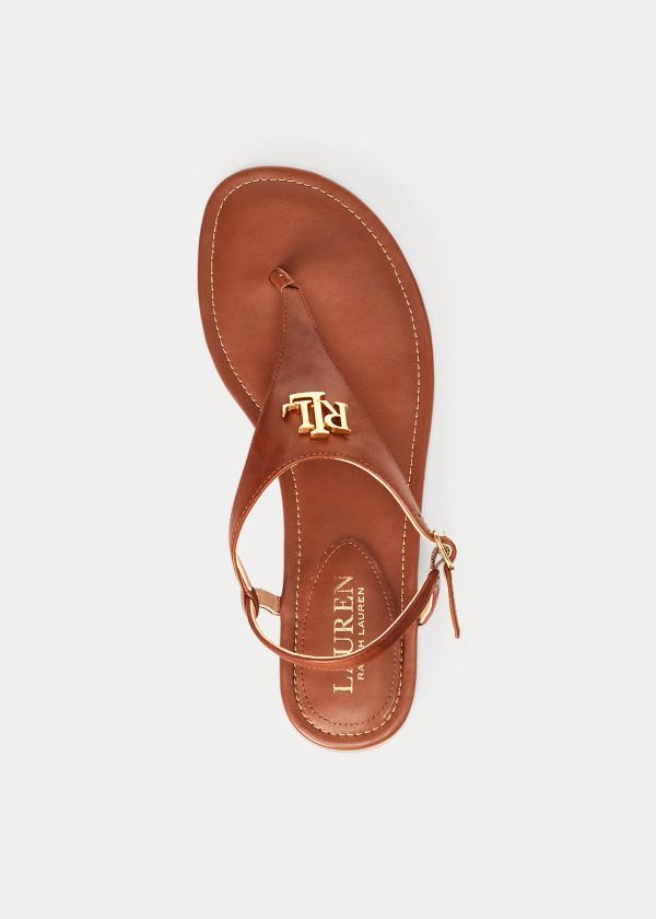 Sandały Ralph Lauren Ellington Leather Sandal Damskie Jasny Brązowe | TDGS4846