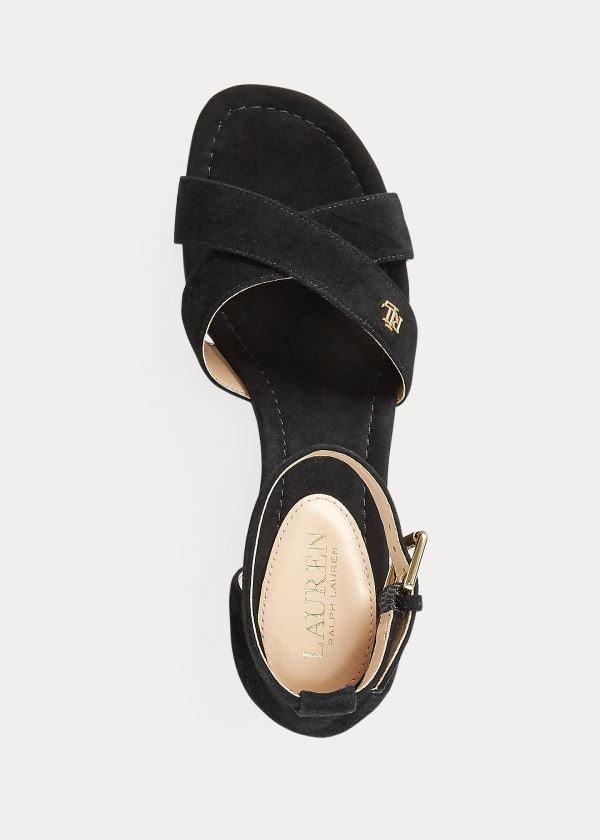 Sandały Ralph Lauren Erinn Suede Sandal Damskie Czarne | CBCX8011