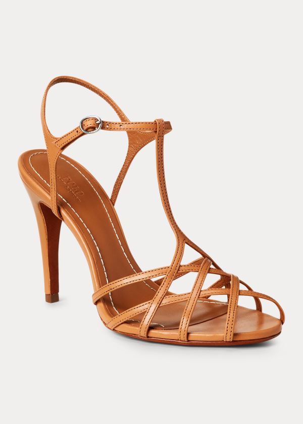 Sandały Ralph Lauren Freida Leather Sandal Damskie Brązowe | OTBP4075