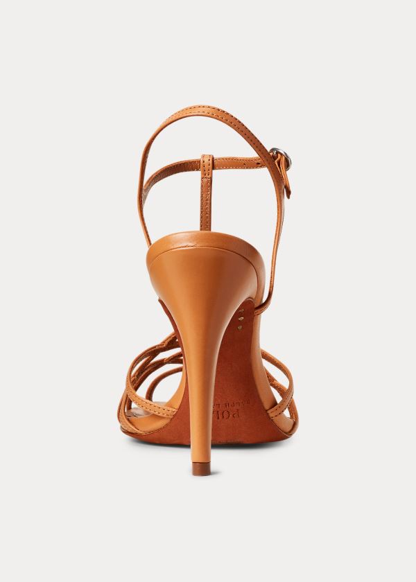 Sandały Ralph Lauren Freida Leather Sandal Damskie Brązowe | OTBP4075