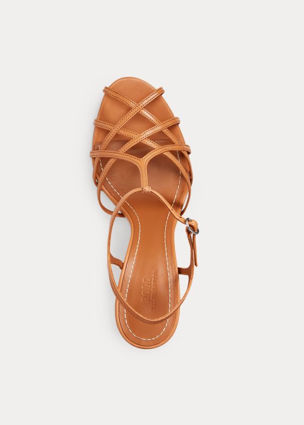 Sandały Ralph Lauren Freida Leather Sandal Damskie Brązowe | OTBP4075