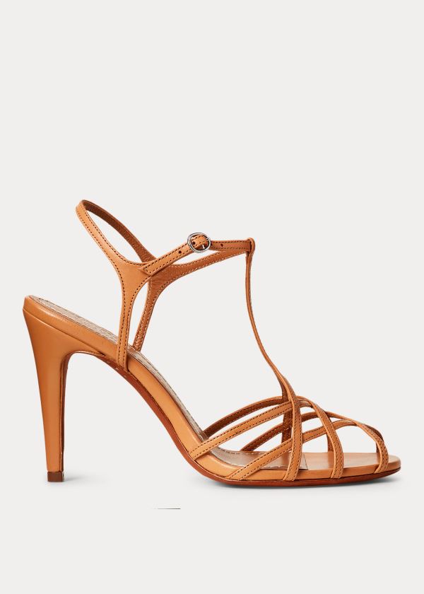 Sandały Ralph Lauren Freida Leather Sandal Damskie Brązowe | OTBP4075