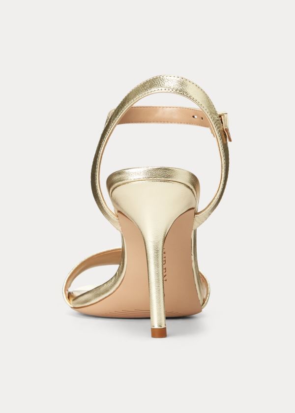 Sandały Ralph Lauren Gwen Leather Sandal Damskie Złote | IIFK4220