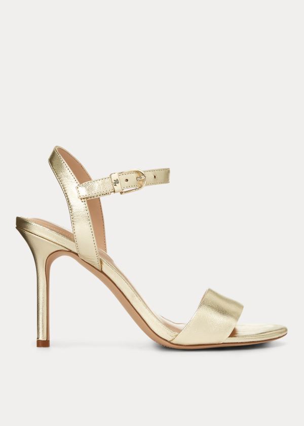 Sandały Ralph Lauren Gwen Leather Sandal Damskie Złote | IIFK4220