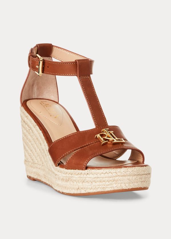 Sandały Ralph Lauren Hale Leather Sandal Damskie Jasny Brązowe | FNRH6617