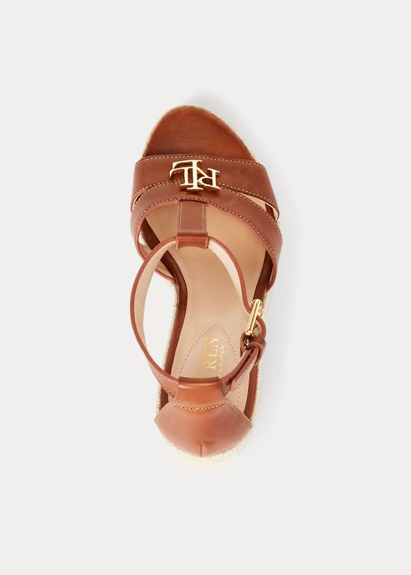 Sandały Ralph Lauren Hale Leather Sandal Damskie Jasny Brązowe | FNRH6617