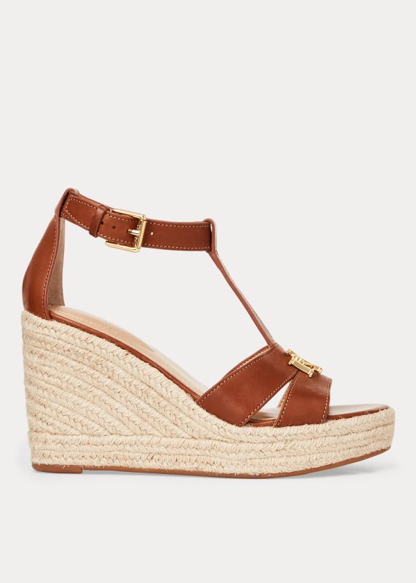 Sandały Ralph Lauren Hale Leather Sandal Damskie Jasny Brązowe | FNRH6617