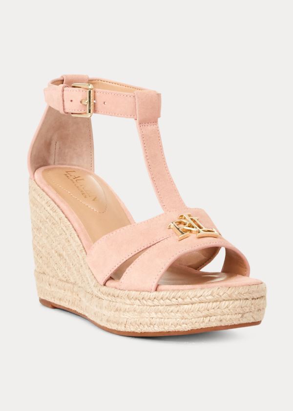 Sandały Ralph Lauren Hale Suede Sandal Damskie Różowe Beżowe | UUIY3780