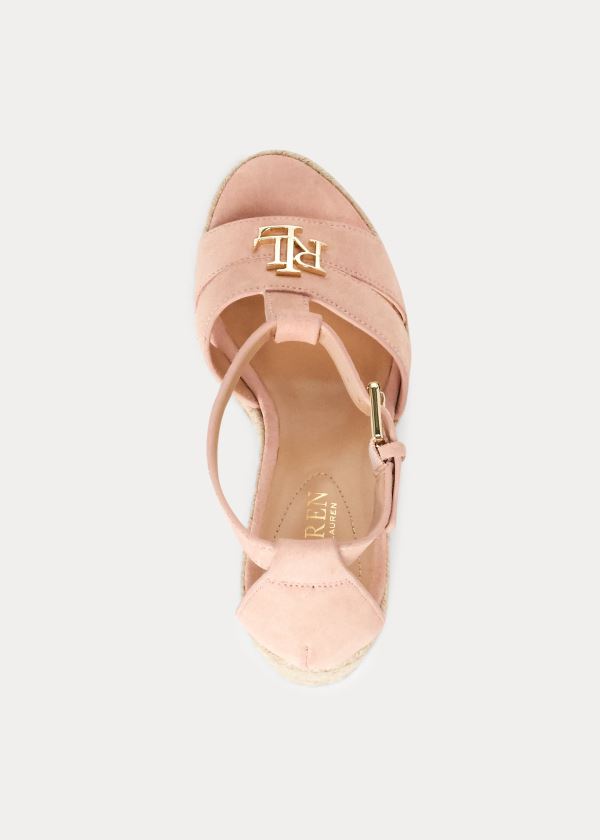 Sandały Ralph Lauren Hale Suede Sandal Damskie Różowe Beżowe | UUIY3780