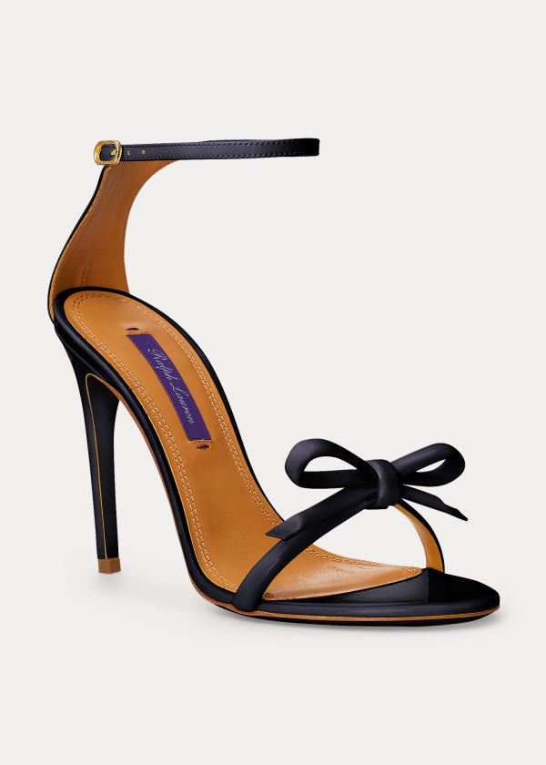 Sandały Ralph Lauren Jennefer Bow Patent Sandal Damskie Granatowe | IHYE4286