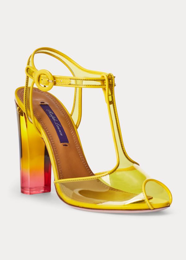 Sandały Ralph Lauren Katy Dip-Dye T-Strap Sandal Damskie Żółte | KZDW9401