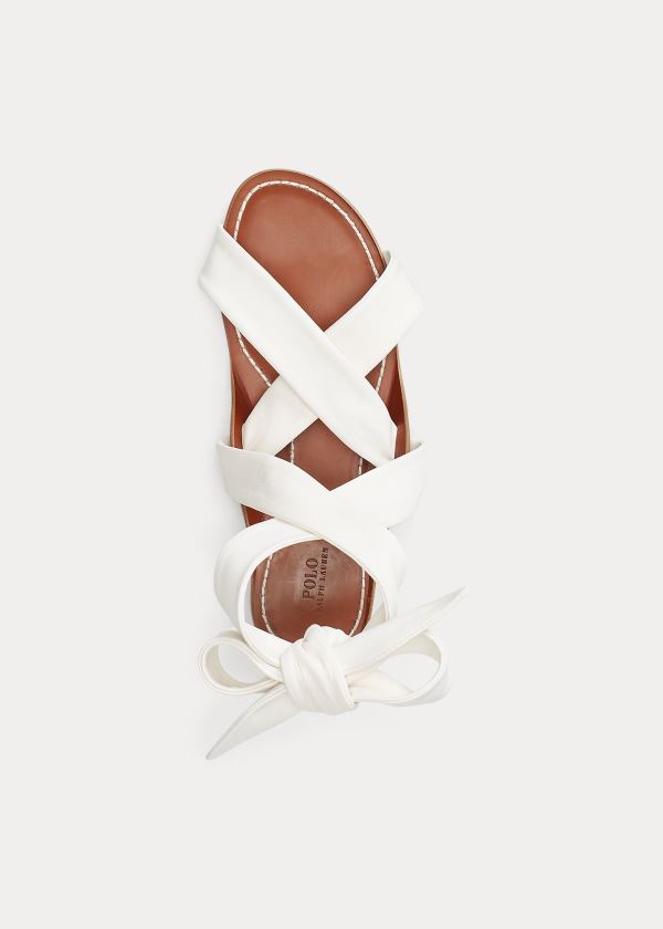 Sandały Ralph Lauren Leather Tie Sandal Damskie Białe | KQOO1000