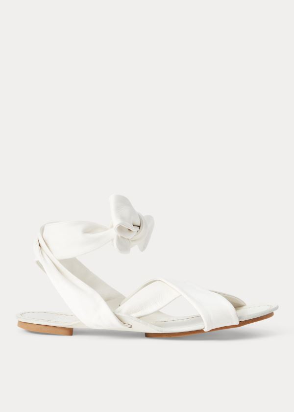 Sandały Ralph Lauren Leather Tie Sandal Damskie Białe | KQOO1000