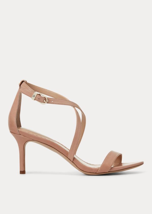 Sandały Ralph Lauren Leaton Leather Sandal Damskie Khaki | CQWZ5910