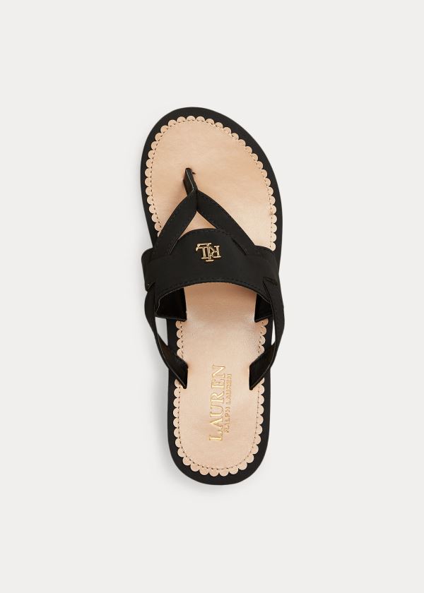 Sandały Ralph Lauren Rosalind Wedge Sandal Damskie Czarne | QPCF2237