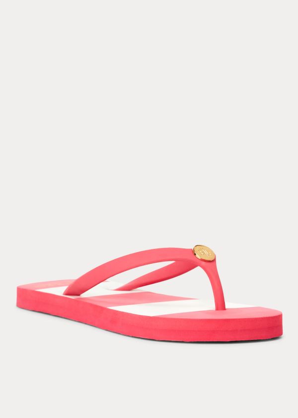 Sandały Ralph Lauren Shawna Striped Sandal Damskie Czerwone | TBUY5629