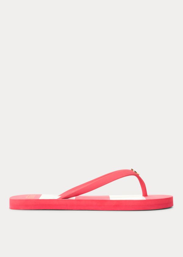 Sandały Ralph Lauren Shawna Striped Sandal Damskie Czerwone | TBUY5629