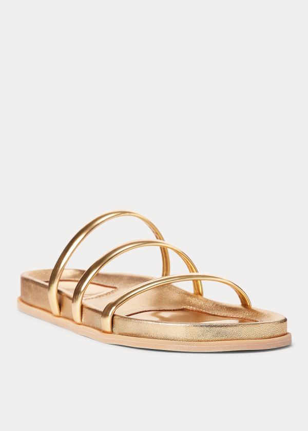 Sandały Ralph Lauren Slide Sandal Damskie Złote | DXWG1174