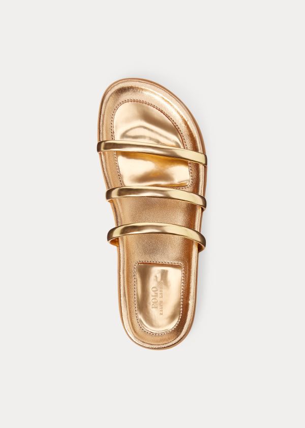 Sandały Ralph Lauren Slide Sandal Damskie Złote | DXWG1174