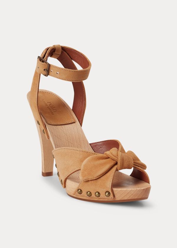 Sandały Ralph Lauren Suede Clog Sandal Damskie Brązowe | TXYO9658