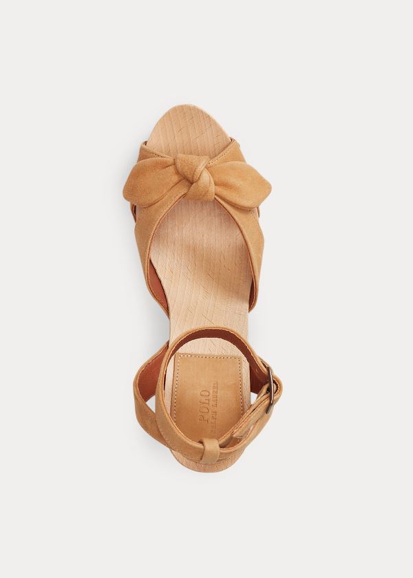 Sandały Ralph Lauren Suede Clog Sandal Damskie Brązowe | TXYO9658