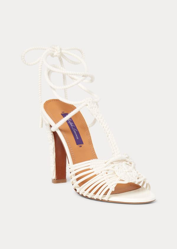 Sandały Ralph Lauren Tenley Cotton-Leather Sandal Damskie Beżowe | CVNV4753