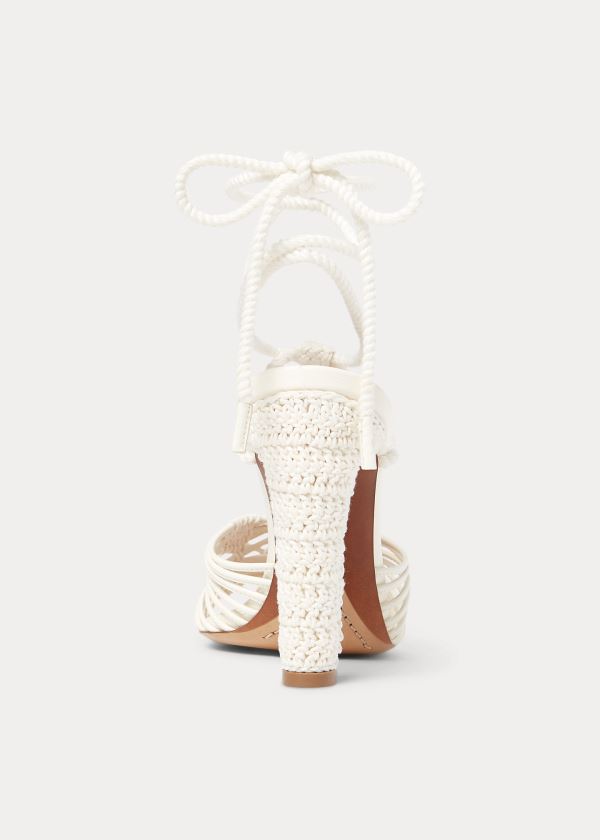 Sandały Ralph Lauren Tenley Cotton-Leather Sandal Damskie Beżowe | CVNV4753