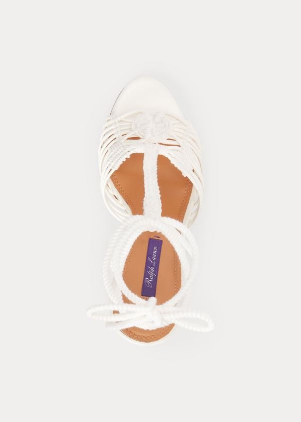 Sandały Ralph Lauren Tenley Cotton-Leather Sandal Damskie Beżowe | CVNV4753