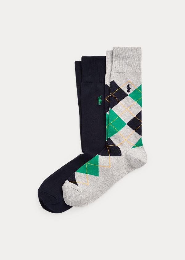 Skarpetki Ralph Lauren Argyle & Solid Sock 2-Pack Męskie Szare | MOBW6639