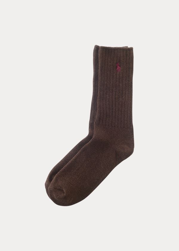 Skarpetki Ralph Lauren Cotton-Blend Crew Socks Męskie Czekolada | IKZI1524