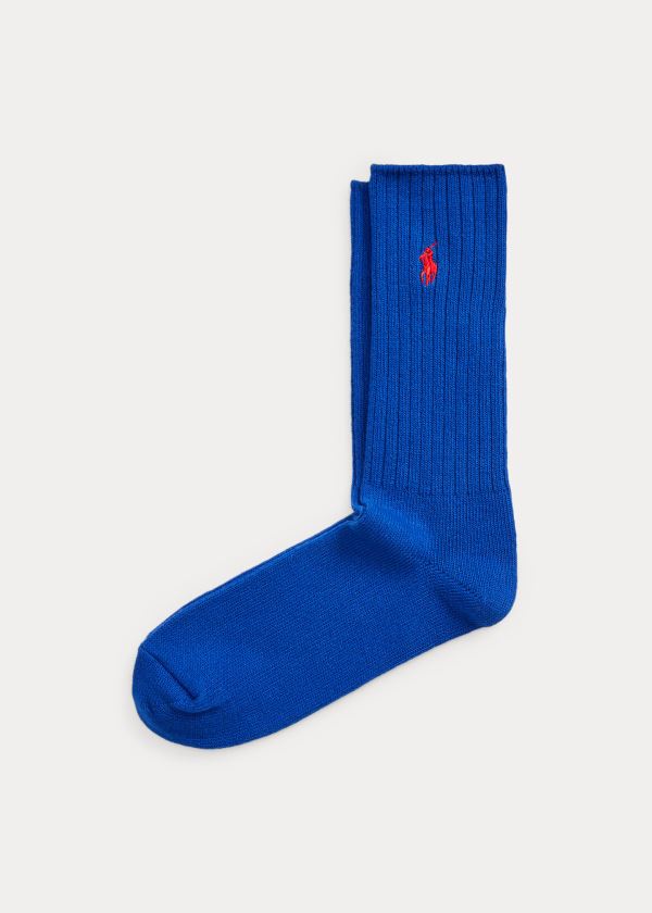 Skarpetki Ralph Lauren Cotton-Blend Crew Socks Męskie Niebieskie | BAWM0928