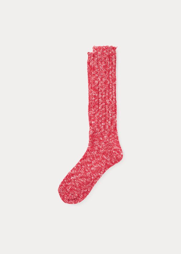 Skarpetki Ralph Lauren Cotton-Blend Ragg Crew Socks Damskie Różowe | LZPA7683