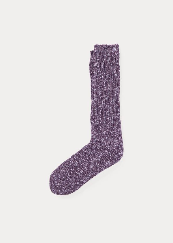 Skarpetki Ralph Lauren Cotton-Blend Ragg Crew Socks Damskie Fioletowe | KAKJ1197