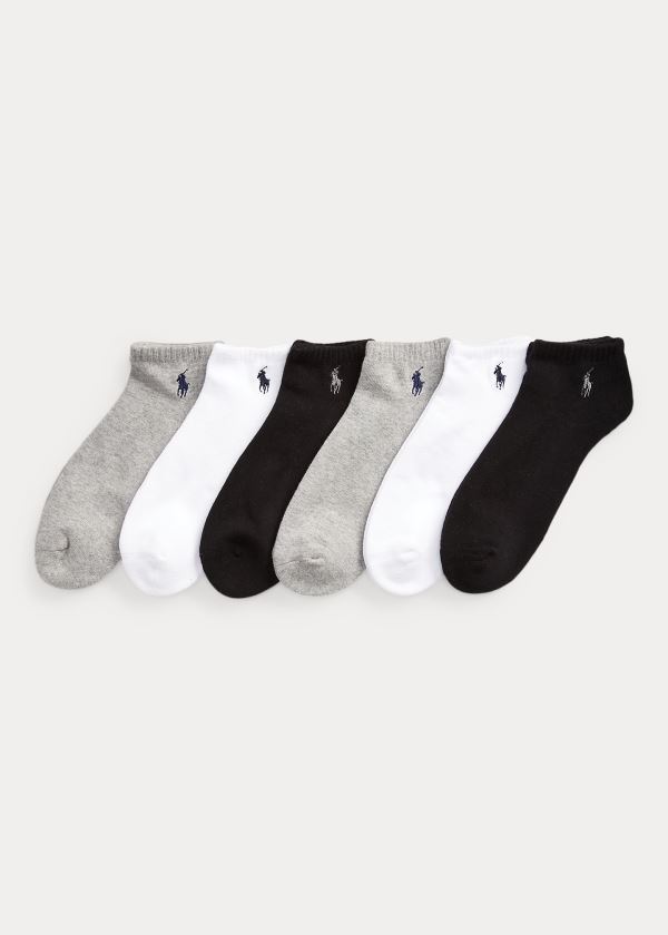 Skarpetki Ralph Lauren Cushioned Low-Cut-Sock 6-Pack Męskie Szare Kolorowe | OGWD7549