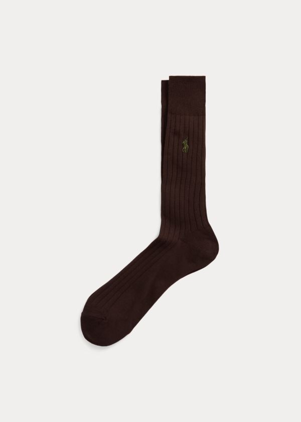 Skarpetki Ralph Lauren Egyptian Cotton Dress Socks Męskie Ciemny Brązowe | HSOJ1494