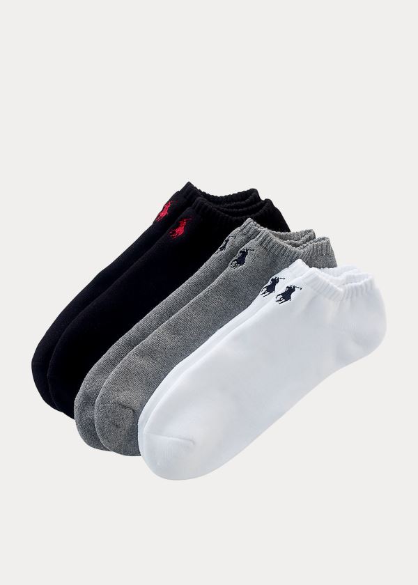 Skarpetki Ralph Lauren Low-Profile-Sock 3-Pack Męskie Czarne Szare Białe | XGOG7199