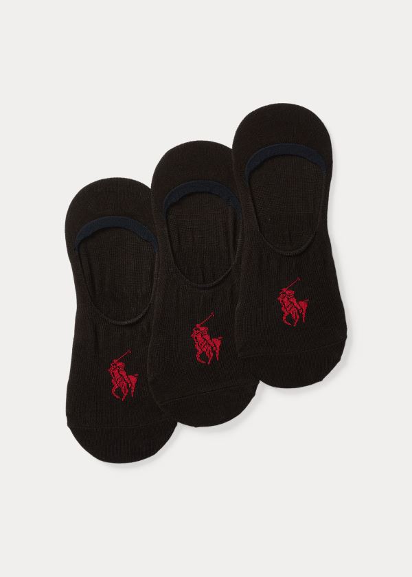 Skarpetki Ralph Lauren No-Show Liner Sock 3-Pack Męskie Czarne | AJIC6563