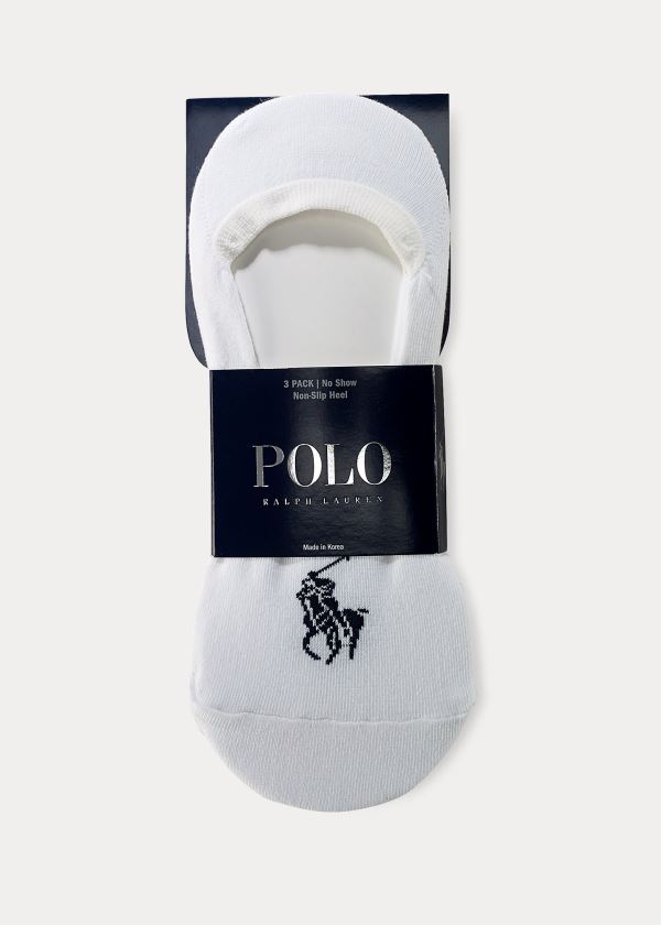 Skarpetki Ralph Lauren No-Show Liner Sock 3-Pack Męskie Białe | JBFJ7291