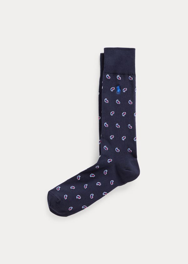 Skarpetki Ralph Lauren Paisley & Striped Sock 2-Pack Męskie Granatowe | PAPM2790