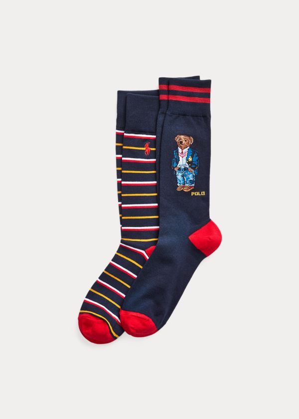 Skarpetki Ralph Lauren Polo Bear Sock 2-Pack Męskie Niebieskie | TMHM0543