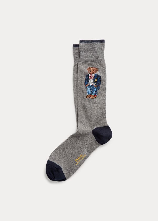 Skarpetki Ralph Lauren Polo Bear & Crest Dress Socks Męskie Szare | XMSM1635